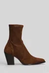 Stuart Weitzman Jolene Bootie High Heels Ankle Boots In Brown Suede In Brown