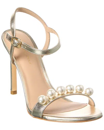 Stuart Weitzman Juliette 75 Leather Sandal In Gold
