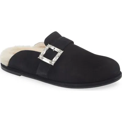 Stuart Weitzman June Genuine Shearling Mule In Black