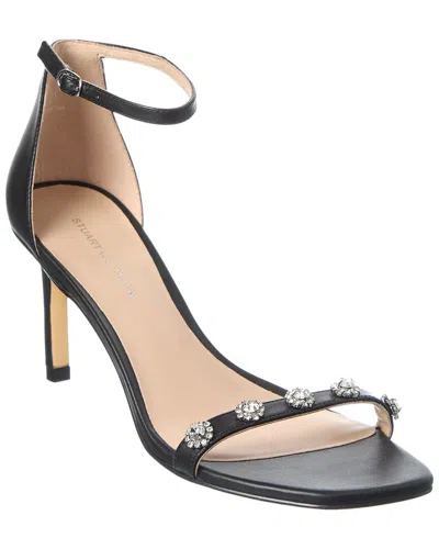Stuart Weitzman Justina 75 Leather Sandal In Black