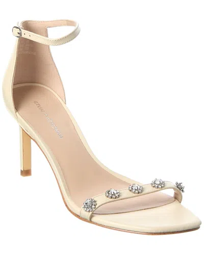 Stuart Weitzman Justina 75 Leather Sandal In Neutral