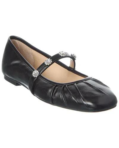 Stuart Weitzman Justina Leather Mary Jane Ballet Flat In Black