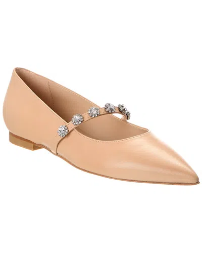 Stuart Weitzman Justina Leather Mary Jane In Brown