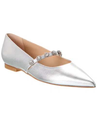 Stuart Weitzman Justina Leather Mary Jane In Silver