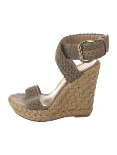 Pre-owned Stuart Weitzman Jute Braided Accents Espadrilles In Brown