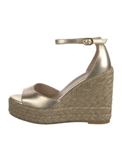 Pre-owned Stuart Weitzman Jute Braided Accents Espadrilles In Gold