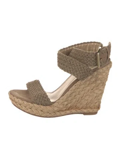Pre-owned Stuart Weitzman Jute Braided Accents Espadrilles In Neutral