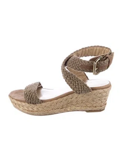 Pre-owned Stuart Weitzman Jute Braided Accents Espadrilles In Neutral