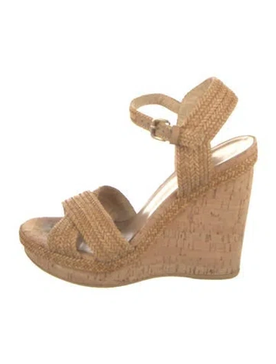 Pre-owned Stuart Weitzman Jute Braided Accents Espadrilles In Neutral