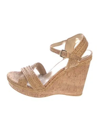 Pre-owned Stuart Weitzman Jute Braided Accents Espadrilles In Neutral