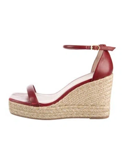 Pre-owned Stuart Weitzman Jute Braided Accents Espadrilles In Red