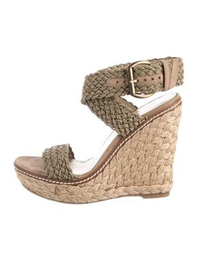 Pre-owned Stuart Weitzman Jute Braided Accents Sandals In Neutral