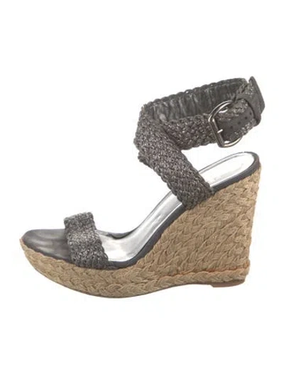 Pre-owned Stuart Weitzman Jute Colorblock Pattern Espadrilles