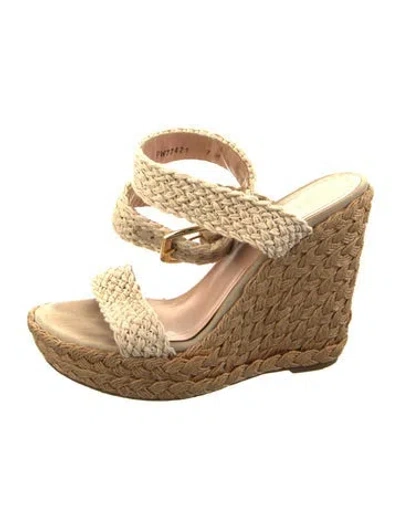 Pre-owned Stuart Weitzman Jute Colorblock Pattern Espadrilles In Neutral