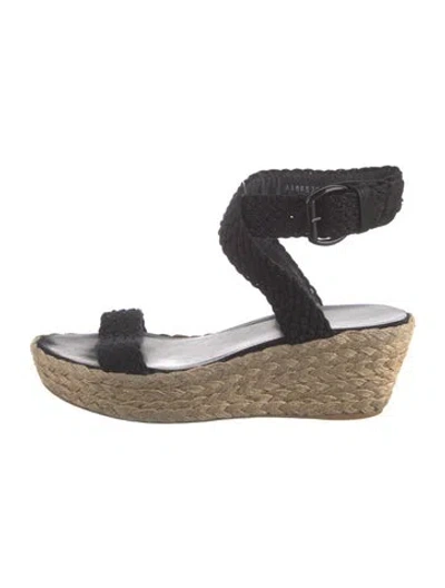 Pre-owned Stuart Weitzman Jute Espadrilles In Black