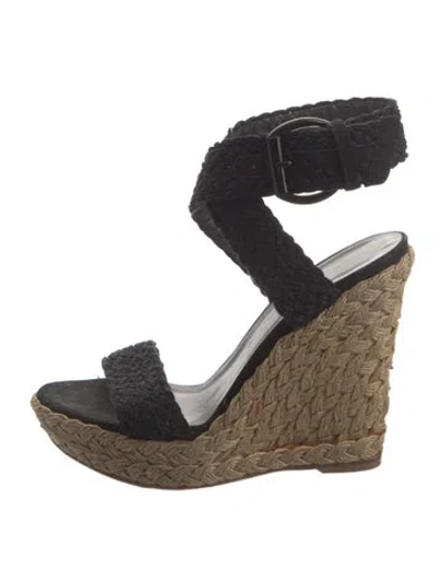 Pre-owned Stuart Weitzman Jute Espadrilles In Black