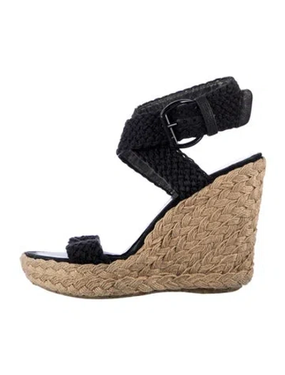 Pre-owned Stuart Weitzman Jute Espadrilles In Black