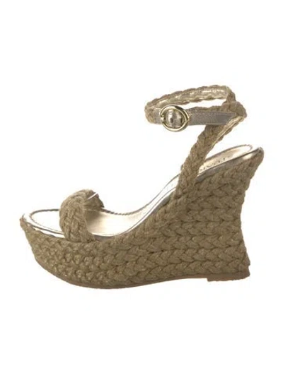 Pre-owned Stuart Weitzman Jute Espadrilles In Neutrals