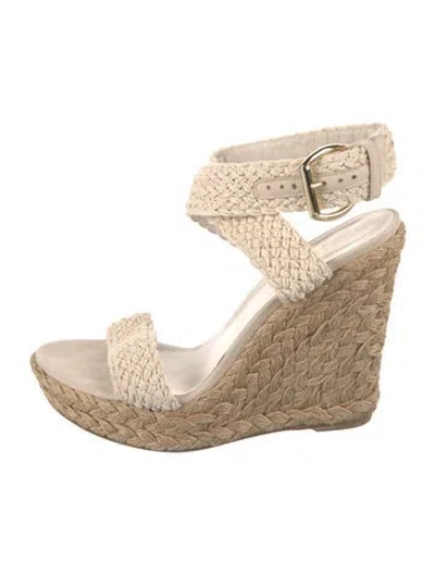 Pre-owned Stuart Weitzman Jute Espadrilles In White