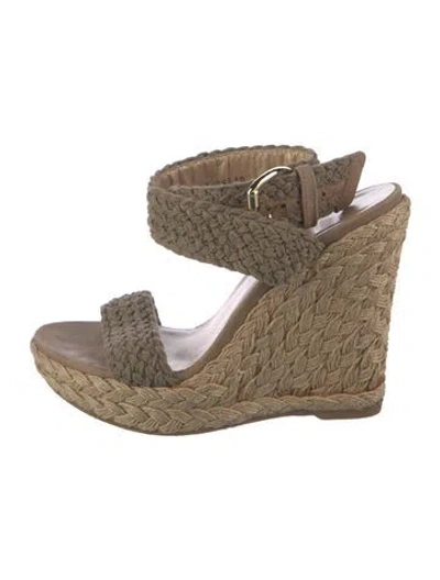 Pre-owned Stuart Weitzman Jute Patterned Espadrilles In Neutrals