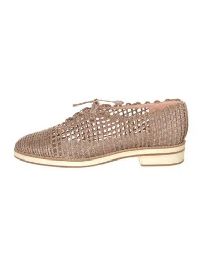 Pre-owned Stuart Weitzman Jute Patterned Oxfords In Neutrals