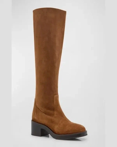 Stuart Weitzman Kaia Boots Women's Brown Leather Knee-high Zogg1243 In Multi