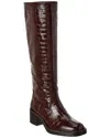 Stuart Weitzman Kaia Croc-embossed Leather Knee-high Boot In Brown
