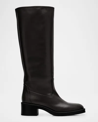 Stuart Weitzman Kaia Leather Knee Boots In Black