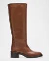 Stuart Weitzman Kaia Leather Knee Boots In Deep Coffee