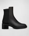 Stuart Weitzman Kaia Stretch Leather Ankle Booties In Black