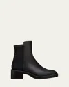 Stuart Weitzman Kaia Stretch Leather Ankle Booties In Black