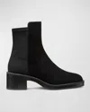 Stuart Weitzman Kaia Stretch Suede Ankle Booties In Black