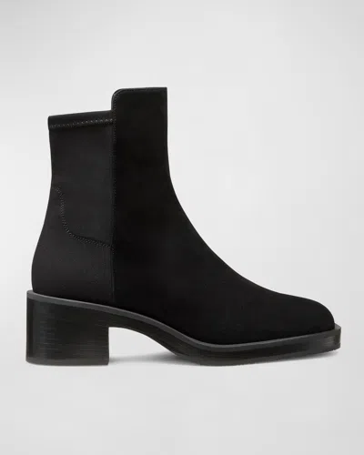 Stuart Weitzman Kaia Stretch Suede Ankle Booties In Black