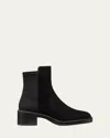 Stuart Weitzman Kaia Stretch Suede Ankle Booties In Black