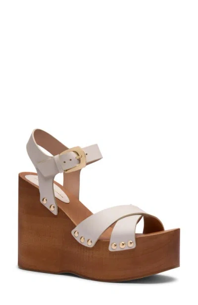 Stuart Weitzman Kate Clog Wedge Sandal In White