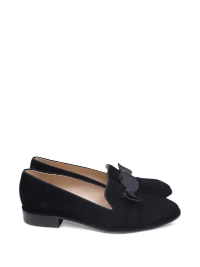 Pre-owned Stuart Weitzman Keegan Bow Loafers In Black