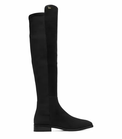 Pre-owned Stuart Weitzman Keelan Women's Black Suede Just-over-the-knee Boots W/logo