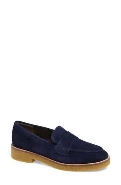 Stuart Weitzman Kingston Penny Loafer In Blue