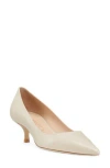 Stuart Weitzman Stuart Pointed Toe Kitten Heel Pumps In Dune Patent