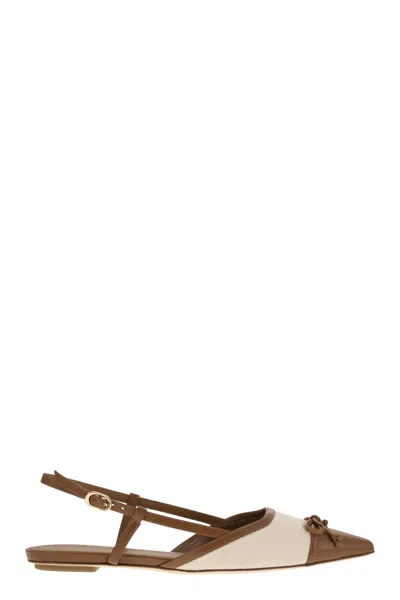 STUART WEITZMAN STUART WEITZMAN KITTY - LEATHER AND LINEN SLINGBACK