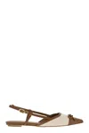 Stuart Weitzman Kitty - Leather And Linen Slingback In Brown