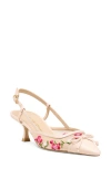 Stuart Weitzman Kitty Floral Embroidery Pointed Toe Pump