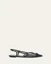 Stuart Weitzman Kitty Mesh Leather Cap-toe Slingback Flats In Black