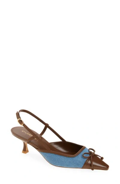 Stuart Weitzman Kitty Slingback 50 Pump In Washed/coffee