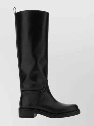 STUART WEITZMAN KNEE-HIGH BLOCK HEEL CELIA LEATHER BOOTS