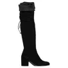 Stuart Weitzman Over The Knee Heeled Boots In Black Suede In Black