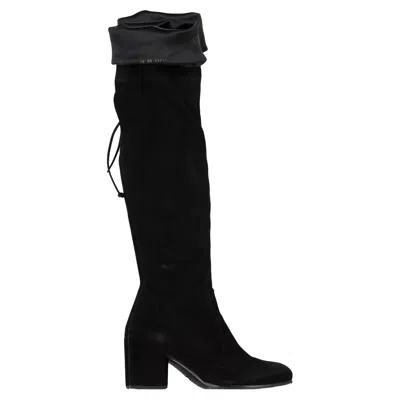 STUART WEITZMAN KNEE HIGH BOOTS IN BLACK SUEDE