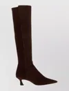 Stuart Weitzman Knee High Pointed Toe Stiletto Boots In Brown