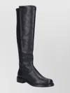 Stuart Weitzman Knee-high Round Toe Block Heel Boots In Black