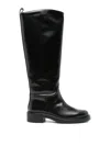 Stuart Weitzman Stylish Knee-high Leather Block Heel Boots In Black